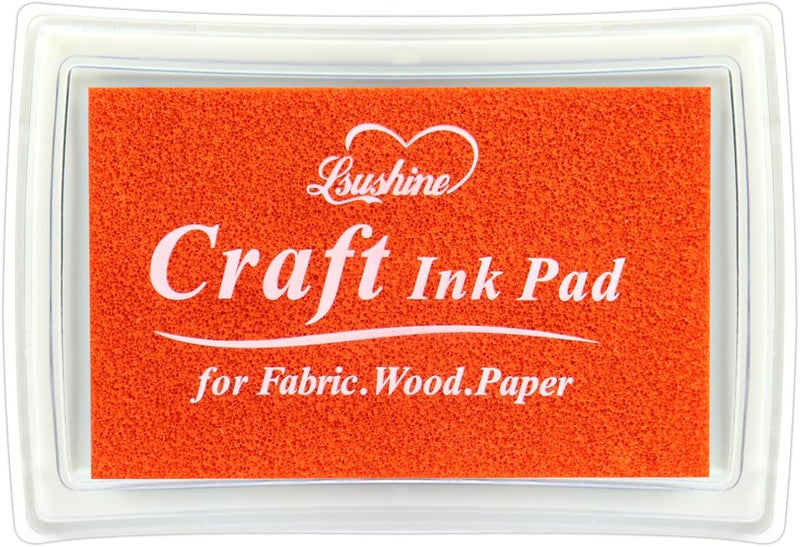 Lsushine Craft Ink Pad for Rubber Stamps, Paper, Wooden, Fabric, Scrapbooking, Non-Toxic Finger Ink Pads for Kids (Orange) - Image 1